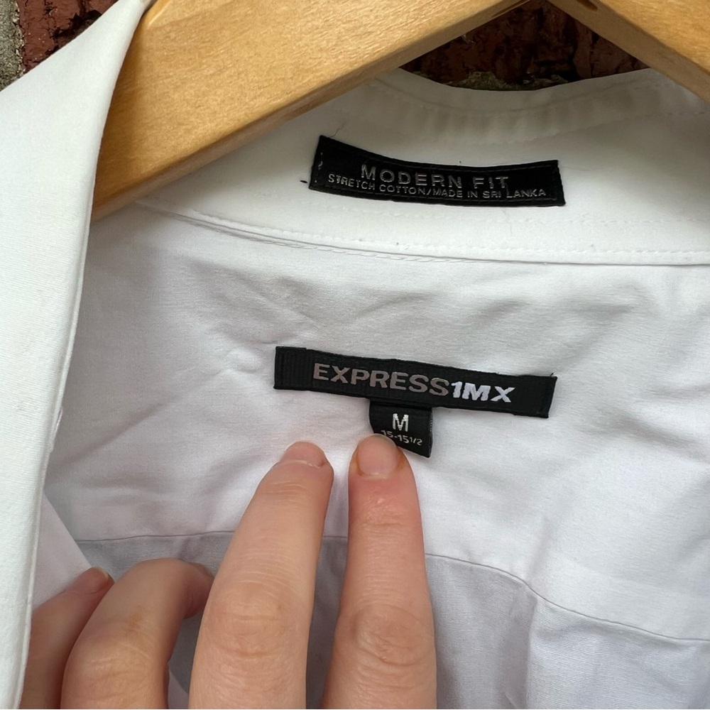 Express White Collared Button Down Long Sleeve Dr… - image 2